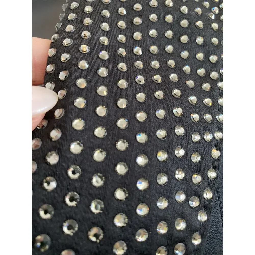 Bebe Vintage Black Rhinestone Blazer Tuxedo Jacket Made in USA Small 4 Womens